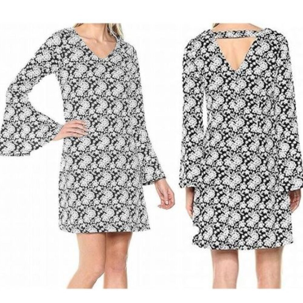 Signature by Robbie Bee Floral Long Bell Sleeve Dress Women's Size M